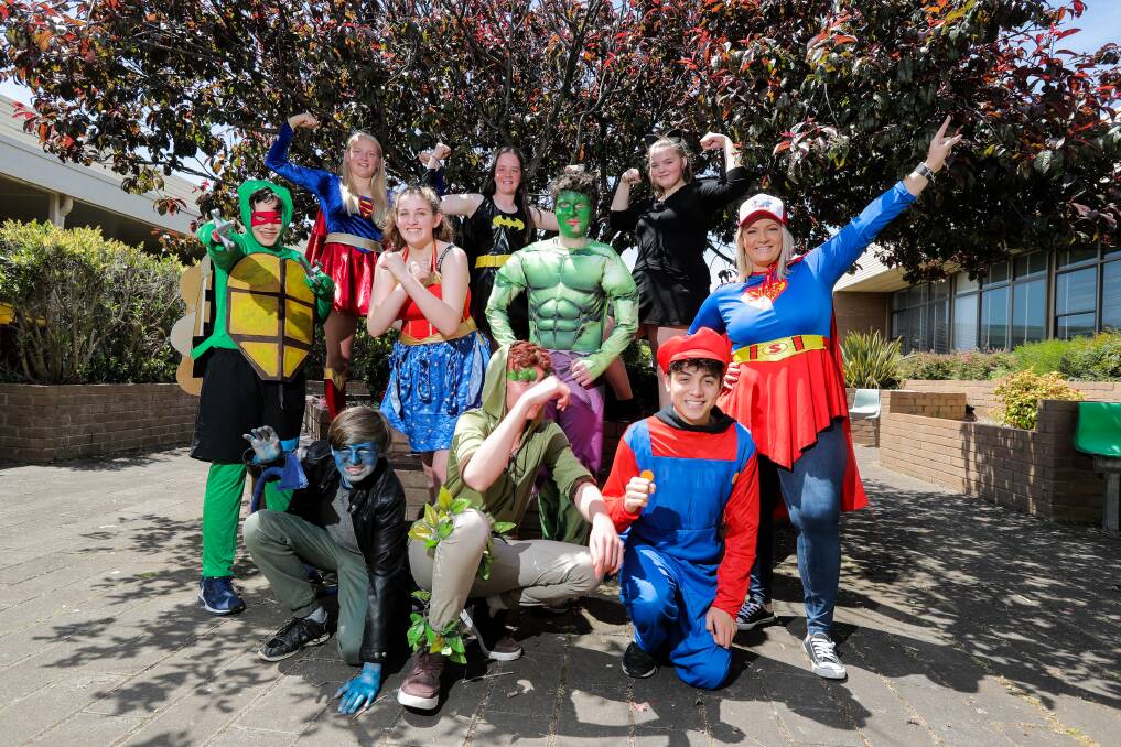Colourful combination: Brauer College students dress up as superheroes to help raise money for Muscular Dystrophy. Picture: Rob Gunstone