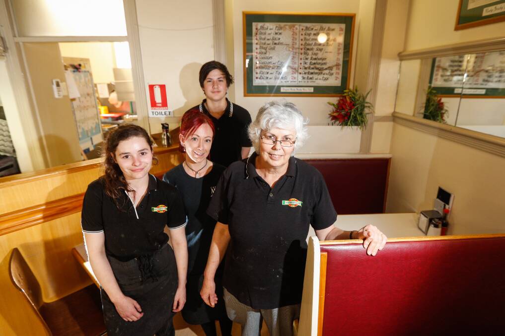 Celebrate: Mack's Snacks employees Sharna Watts, Adele Drake, Cabelle Hannah and owner Diane Coates welcome customers to pay using old coins. Picture: Morgan Hancock