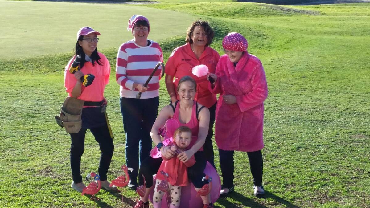 Bright: Committee members Jennifer Chui, Janice Johns, Michelle Hamblin, Pamela Payne, (front) Amy Baudinette and daughter Amelie are turning Colac pink in October to raise money and awareness of breast health.

