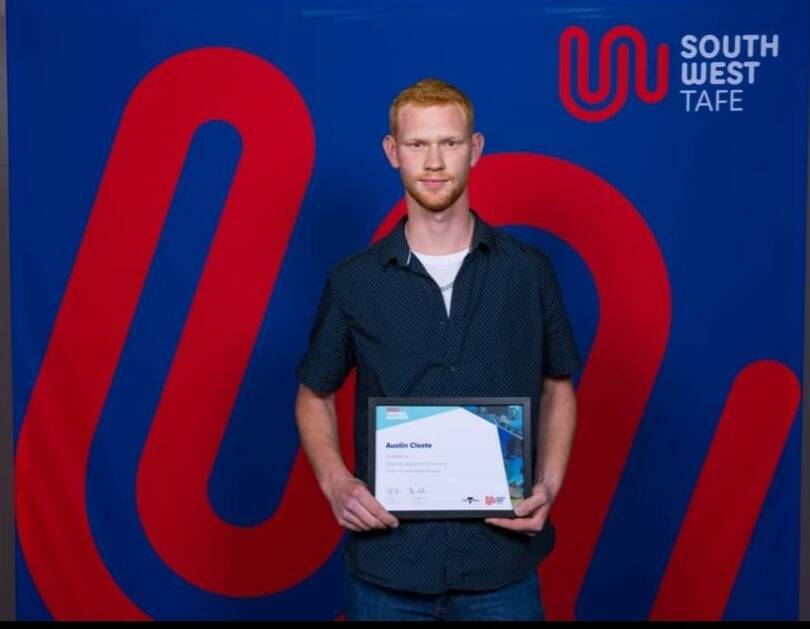 Hamilton's Austin Cloete was the 20222 South West TAFE Carpentry Apprentice of the Year runner up. He's encouraging clear communication from both employers and employees to improve safety on job sites. Picture supplied