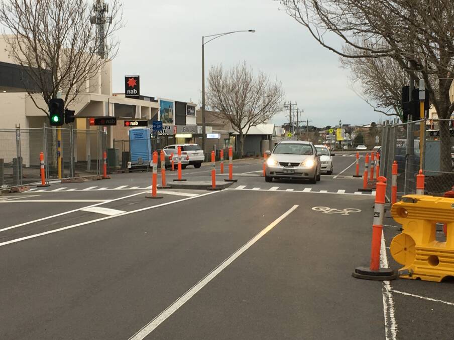 Moving: Works near the Koroit Street pedestrian crossing are expected to be completed by Wednesday.
