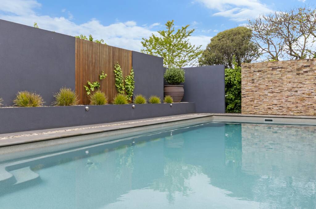 Sunny spot: The solar heated swimming pool features an in-ground auto cleaning system and takes full advantage of its west facing orientation, the afternoon sun and provides a tranquil oasis for outdoor entertaining.