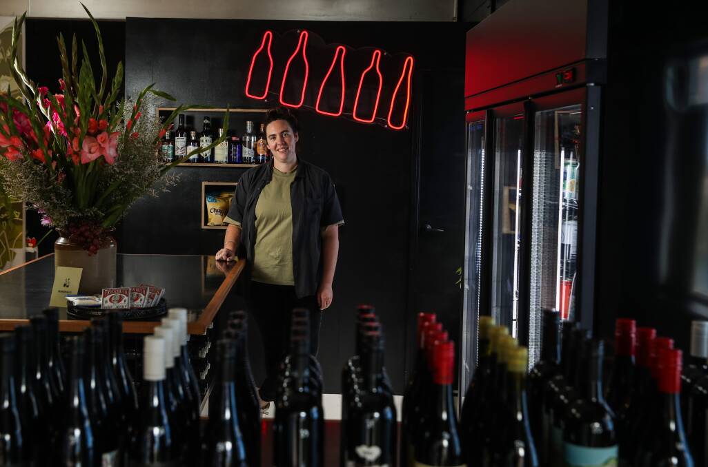 New in town: Marshalls Bottleshop owner Hannah Williams in her new business in Ozone Lane in Warrnambool. Picture: Morgan Hancock