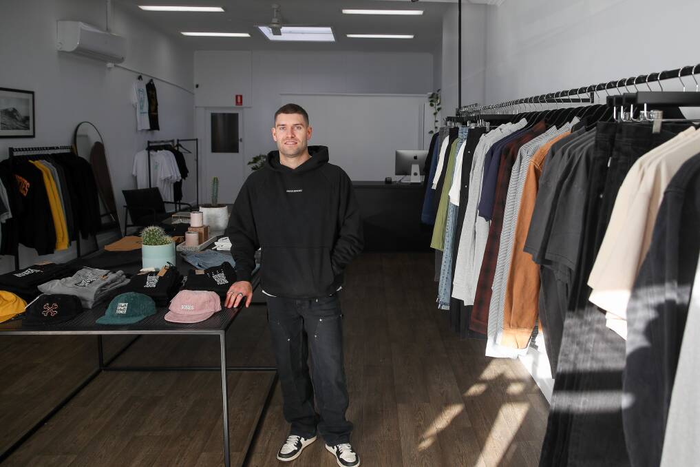 Demand: Friends Of owner Pat Robinson in the new menswear clothing store he opened this week. It stocks a mix of skate, street and surf wear and work-inspired pieces. Picture: Morgan Hancock