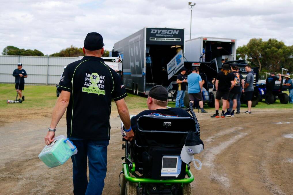 Family time: Warrnambool's Ashley and Chris Gillin attend the Grand Annual Sprintcar Classic every year and enjoy watching their foundation ambassadors race.