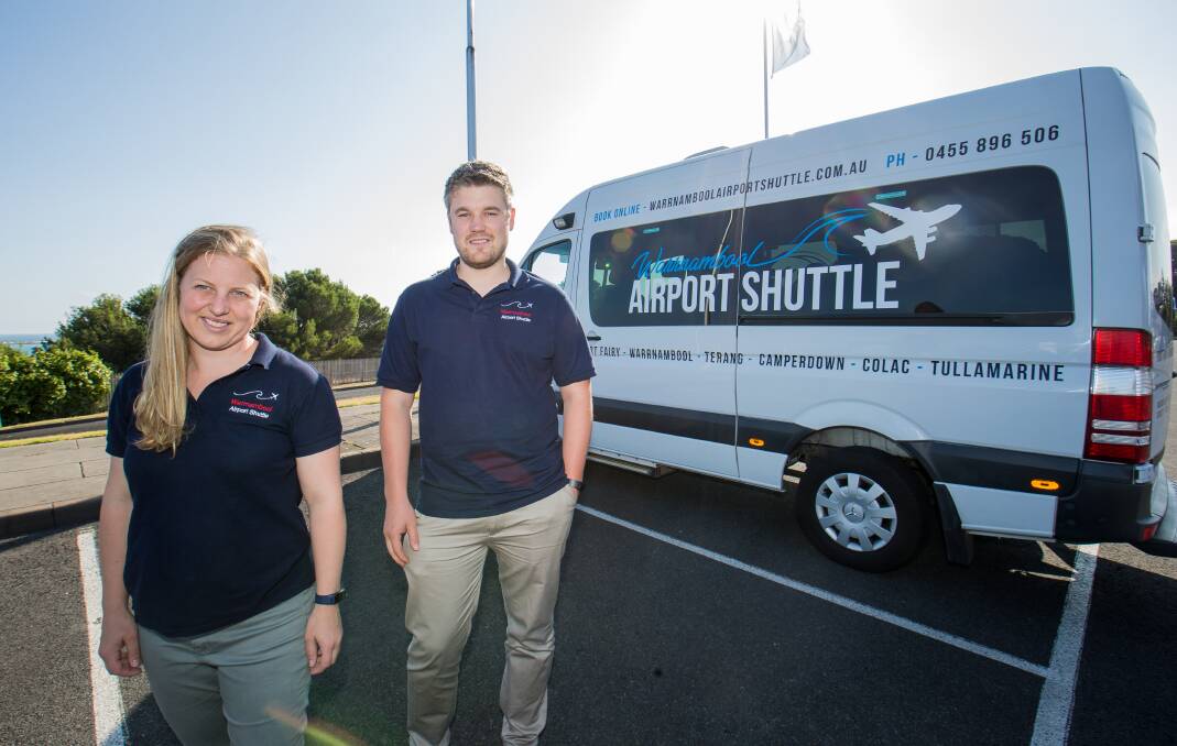 Direct: Lesley-Anne and Ash Schurmann have started a return airport shuttle service from the south-west to Avalon and Tullamarine airports. It runs six days a week. Picture: Christine Ansorge

