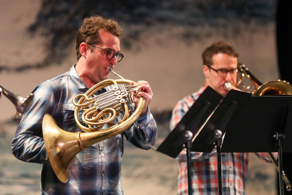In tune: The Australian Brass Quintet entertain 500 school children at the Reardon Theatre as part of the three-day Port Fairy Spring Music Festival which opened on Friday. The event includes a range of genres. Picture: Morgan Hancock
