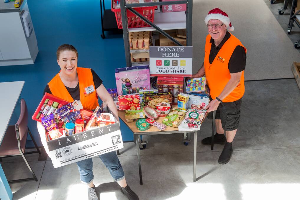 Festive cheer: Warrnambool and District Food Share's Tonia Wilcox and executive officer Dedy Friebe are calling for donations of Christmas goods. Picture: Christine Ansorge