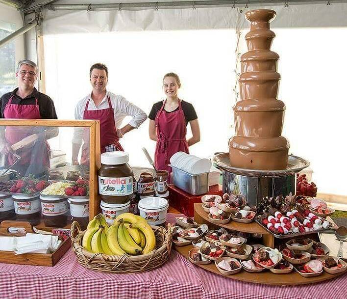 Winter fare: Le Crepe Man's chocolate fountain is a feature of a late-night shopping event in Port Fairy on Friday.