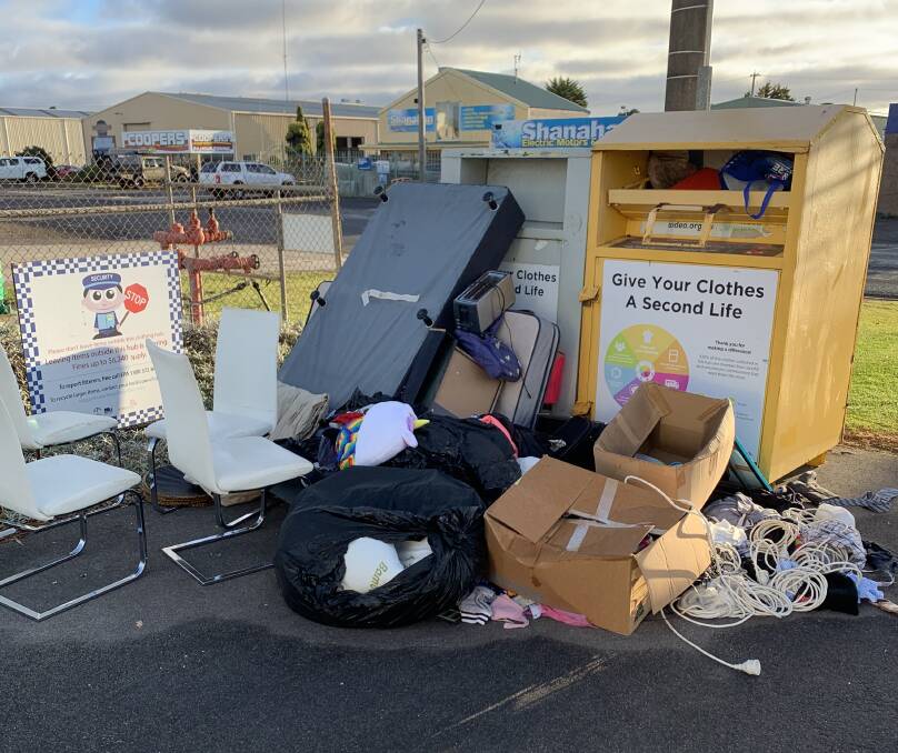 Not on: WDEA Works has been forced to pay almost $20,000 in the past 12 months to get rid of illegally dumped waste. This is just one example of the items people have dumped at the clothing recycling hubs.