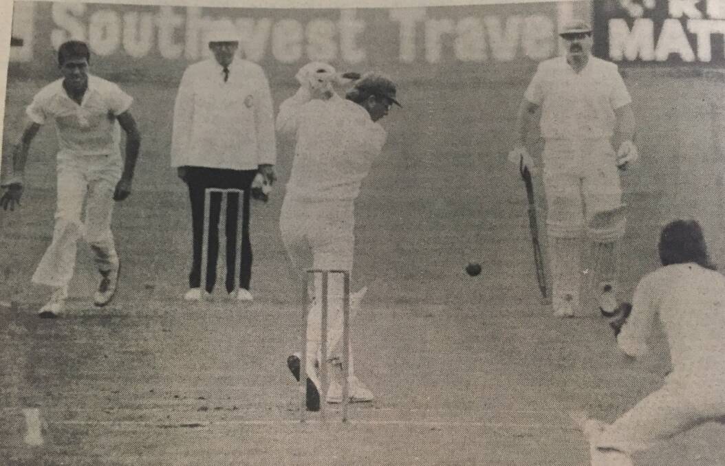CAMERA REMEMBERS: Port Fairy batsman Bob Beekhof slashes a shot which slides to Nestles wicket keeper Glen Kelson in November 1989. 