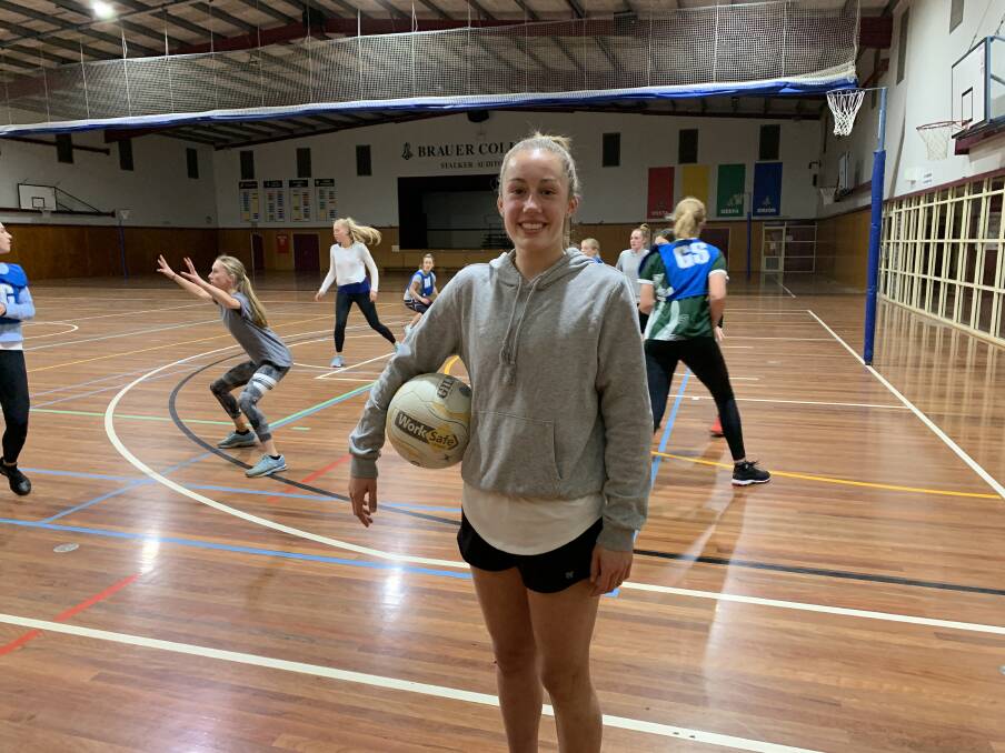PRACTICE MAKES PERFECT: Tessa Allen trained with her Hampden league 17 and under teammates at Warrnambool's Brauer College on Wednesday night. 