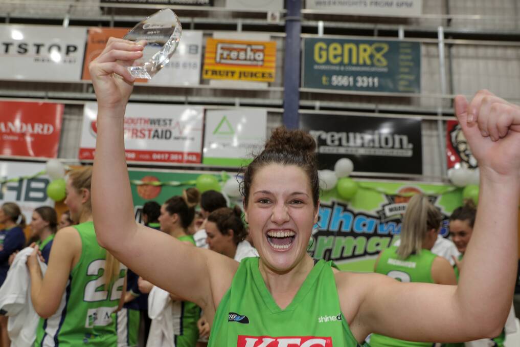 HAPPY: Warrnambool Mermaids' Maddy White was named most valuable player for her efforts in the Big V grand final series. She dropped 21 points in game two on Saturday night. Picture: Rob Gunstone