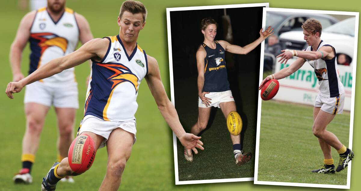 TOP TRIO: Sam McLachlan, Tom O'Leary and Darcy Keast - all pictured during their last Hampden league stints - will return to North Warrnambool Eagles next season. 