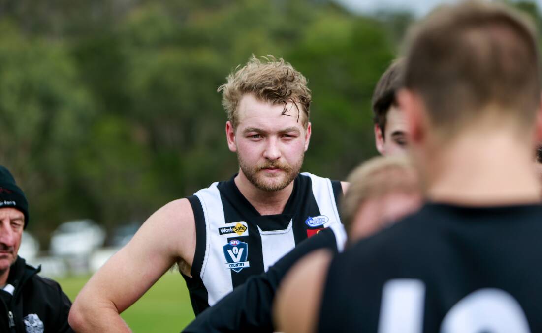 FOCUSED: Camperdown co-coach Jack Williams is pleased with the Magpies' teenage cohort. The club has had eight under 18 players debut in 2019. Picture: Anthony Brady 