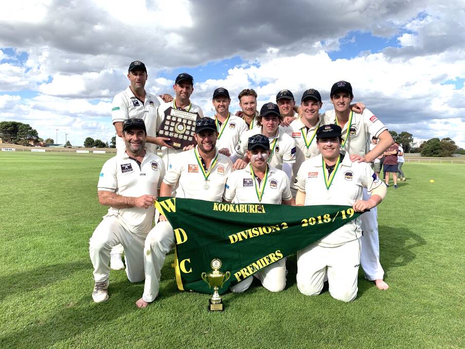 NUMBER ONE: West Warrnambool celebrates its Warrnambool and District Cricket Association division two premiership. Picture: Justine McCullagh-Beasy 