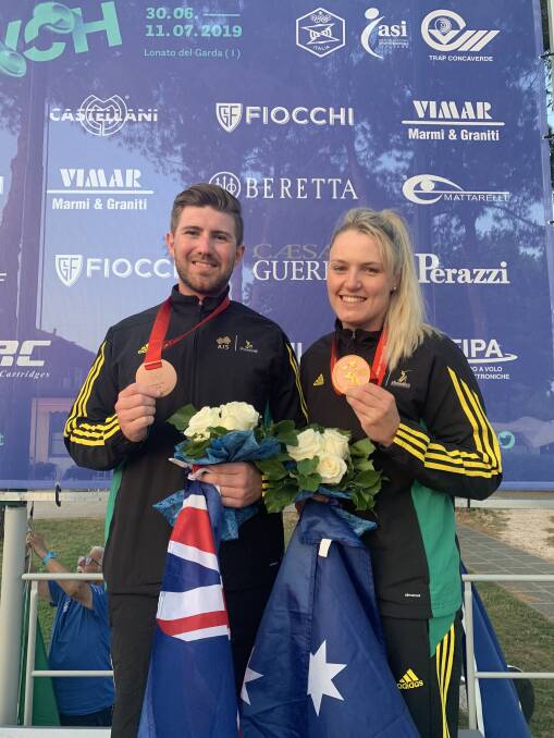 PODIUM FINISH: Trap shooters Tom Grice and Penny Smith collected mixed team silver in the ISSF world championships in Italy.