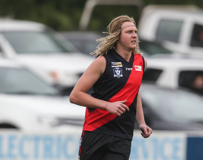 TALL ORDER: Cobden teenager Toby Hawkins impressed in the ruck in coach Levi Dare's absence. His form could allow Dare to play forward against Terang Mortlake. Picture: Amy Paton
