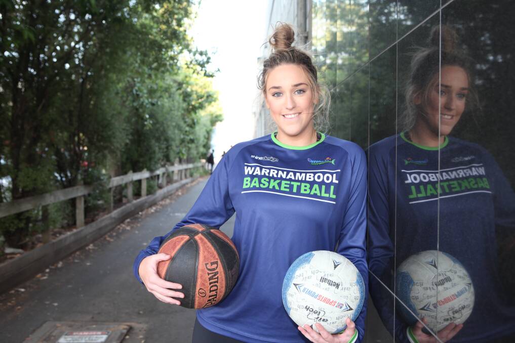 JUGGLING ACT: Warrnambool goal attack Amy Wormald was prolific for the Hampden league netball side on Saturday and again busy for Big V basketball outfit Warrnambool Mermaids that night. Picture: Amy Paton