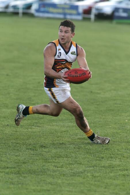 DANGEROUS: Jarryd Lewis booted eight goals in North Warrnambool Eagles' big win against Cobden on Saturday.