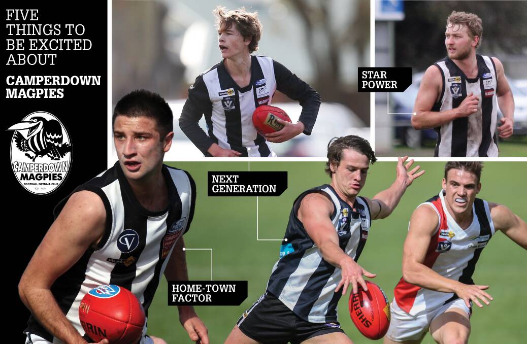 MAGPIE ARMY: (clockwise) Fraser Lucas, Riley Arnold, Jack Williams and Laclan Bone hope they can lift Camperdown back into finals contention in 2018.
