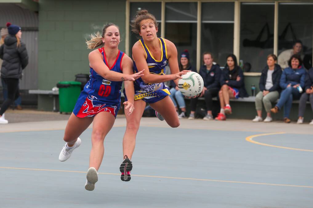 STEPPING UP: North Warrnambool Eagles' Skye Billings (right) forms one half of the Hampden league's best goal combination. Picture: Rob Gunstone
