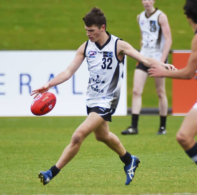 CONSISTENT: North Ballarat Rebels endurance specialist Lochie Huppatz, who is aligned to Hampden league club Portland, collected 18 touches against Western Jets on Sunday. Picture: Luka Kauzlaric