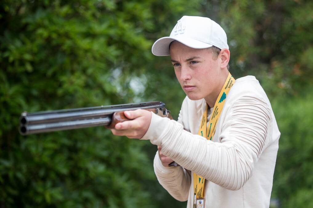 FOCUSSED: Terang teenager Matt Molan is making a mark in down-the-line clay target shooting. Picture: Christine Ansorge