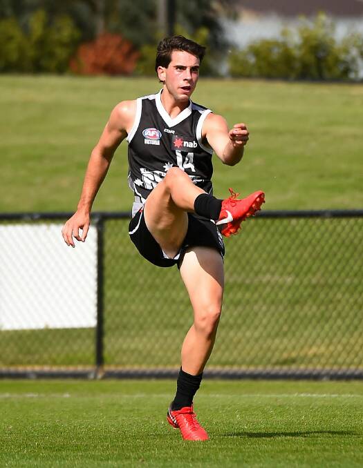 KICKING ON: Liam Herbert is impressing for Greater Western Victoria Rebels in the NAB League. The South Warrnambool export had 21 disposals against Geelong Falcons on Sunday. Picture: Adam Trafford 