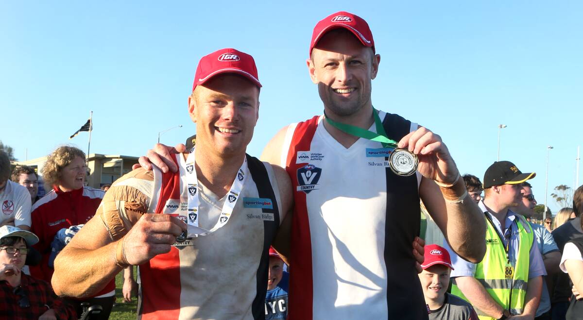 DYNAMIC DUO: Koroit skipper Isaac Templeton and ruckman Ethyn Zimmer with their best-on-ground medals. Picture: Amy Paton