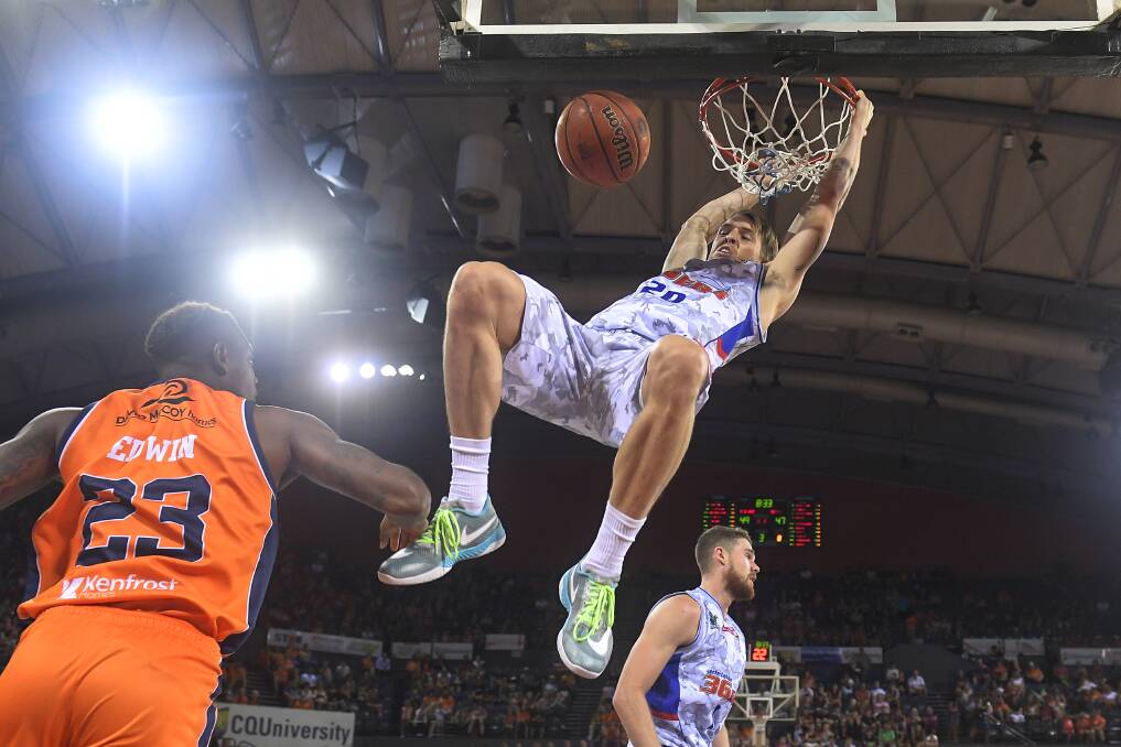 HIGH EXPECTATIONS: Adelaide 36ers' Nathan Sobey's aerial prowess proved a winner in the NBL. Picture: Getty Images