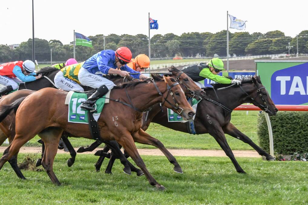 SPLENDID: Jamie Kah leads Splendorinthegrass home in race two on the final day of the carnival. Picture: Alice Laidlaw/Racing Photos