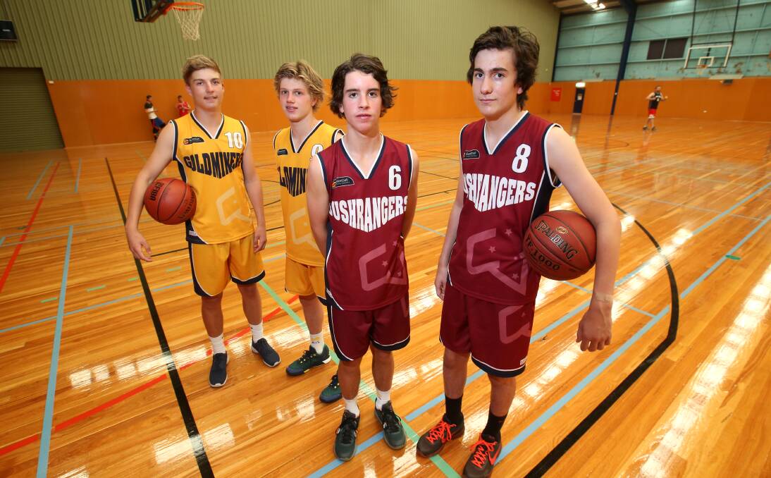 SOARING SEAHAWKS: Warrnambool basketballers Hayden Rhook, Jay Rantall, Liam Herbert and Dominic Occhipinti will represent Vic Country at under 16 level. Picture: Amy Paton