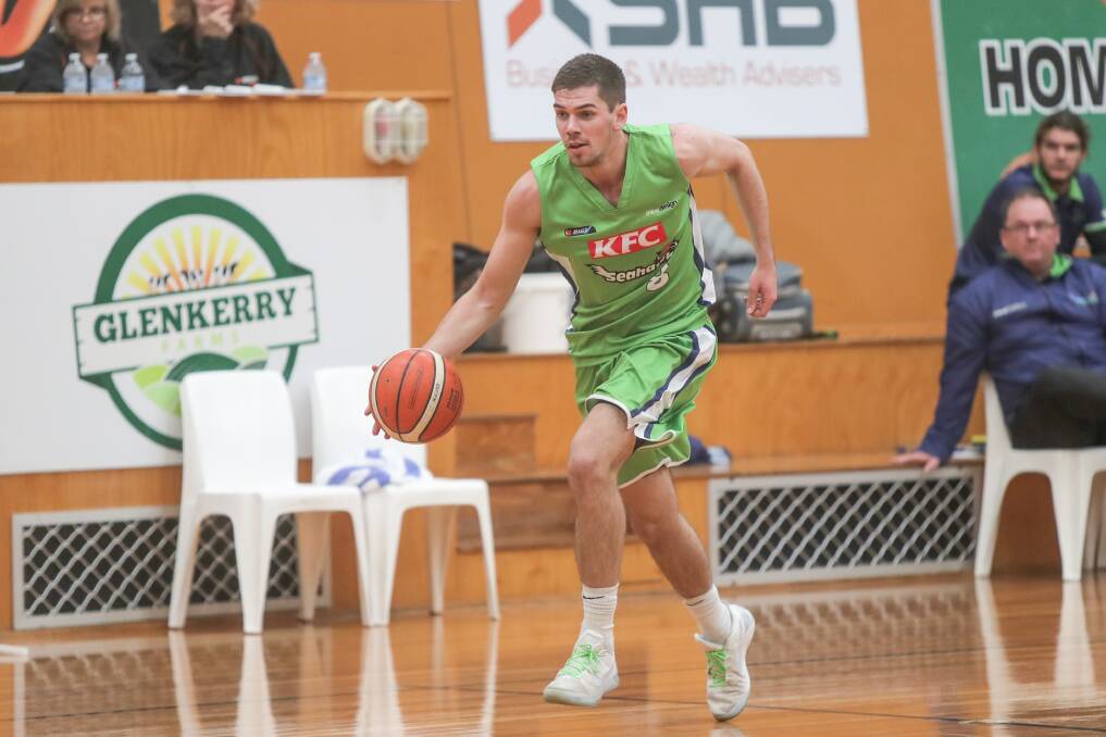 MOST MINUTES: Warrnambool Seahawks' James Mitchell was on court for 31 minutes against Latrobe City Energy on Saturday night. Picture: Rob Gunstone