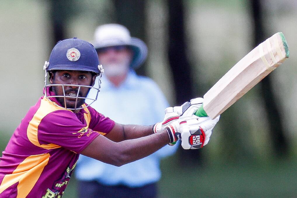 ALL-ROUND EFFORT: Pomborneit's Lahiru Fernando starred with bat and ball in SWC action on Saturday. Picture: Morgan Hancock