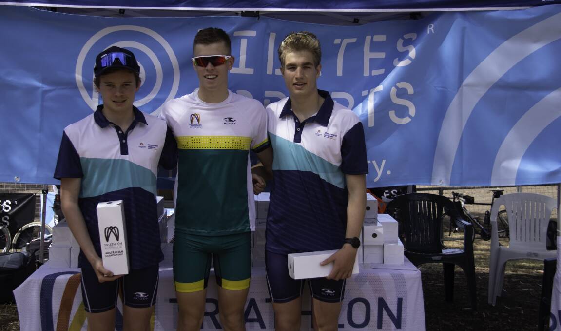 PERSISTENCE PAYS OFF: Camperdown teenager Kurt McDonald (centre) won the national duathlon championship for the 15-19 year old male age group. Picture: Claire Radford Photography
