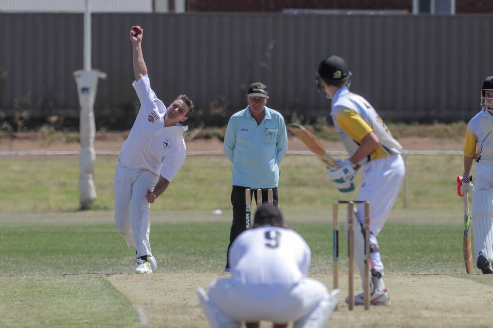 MAKING A MARK: Mortlake bowler Jack Lehmann took 4-4 on the weekend. He is settling into the Cats' first XI. Picture: Rob Gunstone 