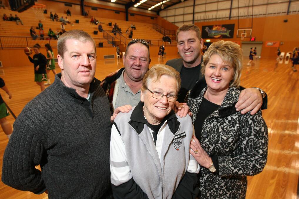 FAMILY MAN: Trevor Gleeson (back right) with brothers Colin and Anthony, mother Margaret and sister Annie in Warrnambool in 2013. 