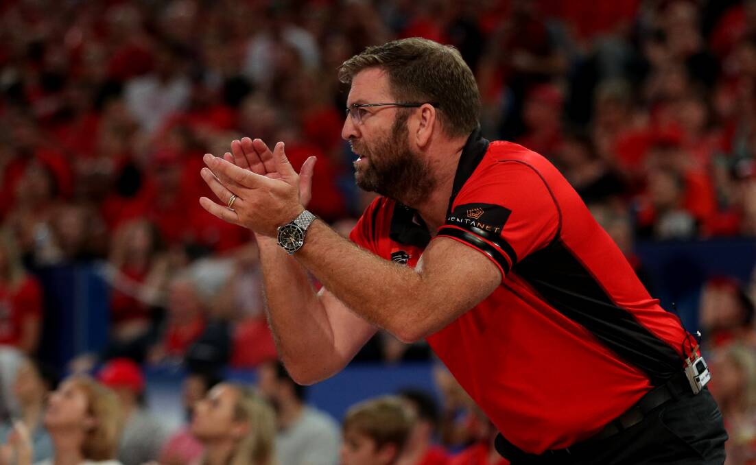 PASSIONATE: Perth Wildcats coach Trevor Gleeson is known for his sideline antics. Those who know him best says it speaks volumes of his commitment to his teams. Picture: AAP  