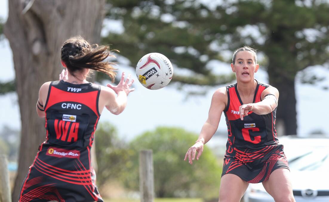 LEADING THE WAY: Cobden recruit Sophie Barr is making an impact in the Bombers' midcourt, according to coach Nadine McNamara. Picture: Christine Ansorge