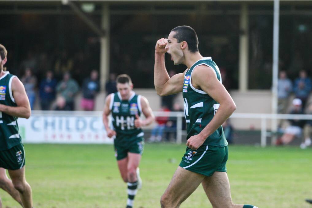 GOAL-KICKER: Koroit's Jarrod Korewha, pictured playing for Hampden at interleague level, hit the scoreboard regularly for the Saints. Picture: Rob Gunstone