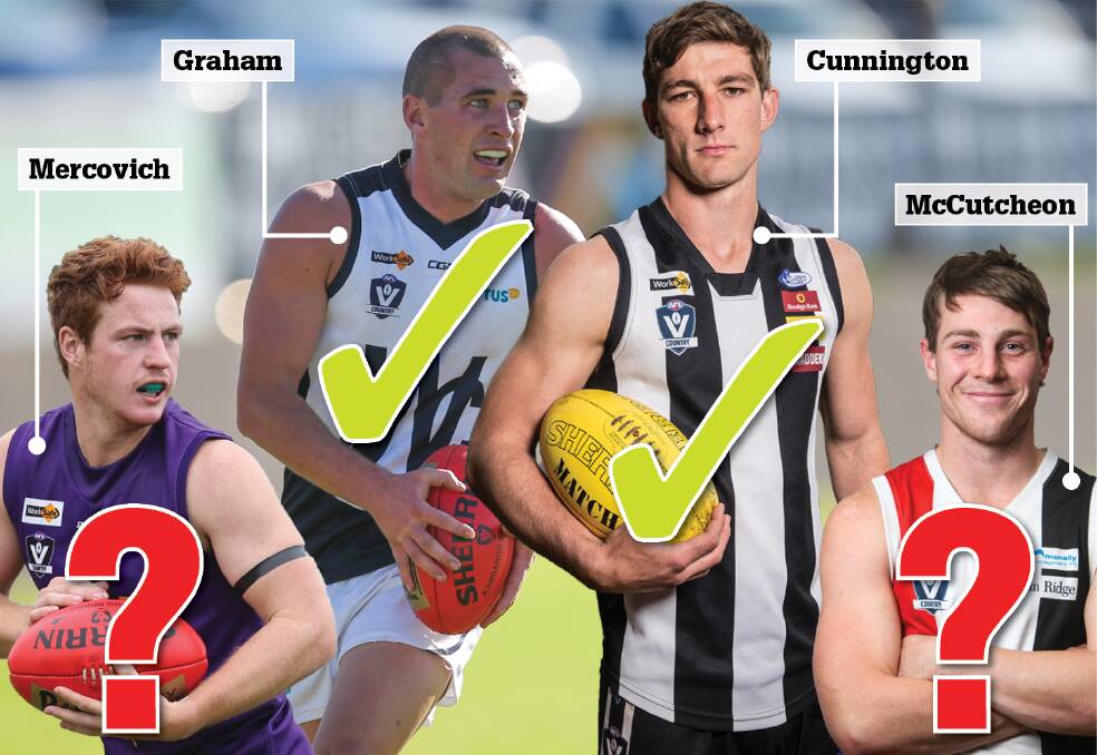 GOING, GOING, GONE?: Hampden league quartet Kaine Mercovich, Darcy Graham, Sam Cunnington and Blair McCutcheon could be playing in the NEAFL for Redland in 2019.