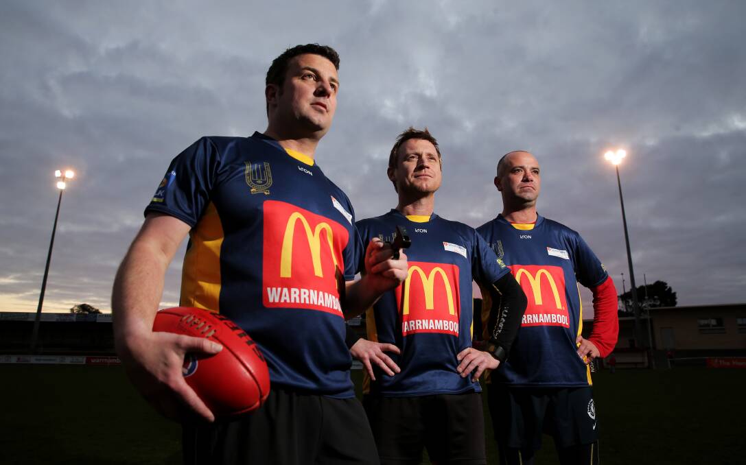 DUTY: Field umpires Gavin Sell, Casey O'Keefe and Nigel Pedler will officiate the Warrnambool and District league grand final. Picture: Rob Gunstone