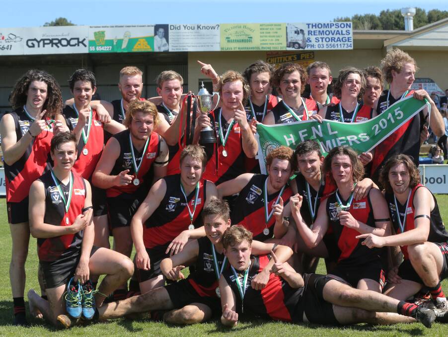 MEMORY: Cobden's under 18.5 premiership triumph against South Warrnambool ended a 32-year drought in the grade. Picture: Vicky Hughson