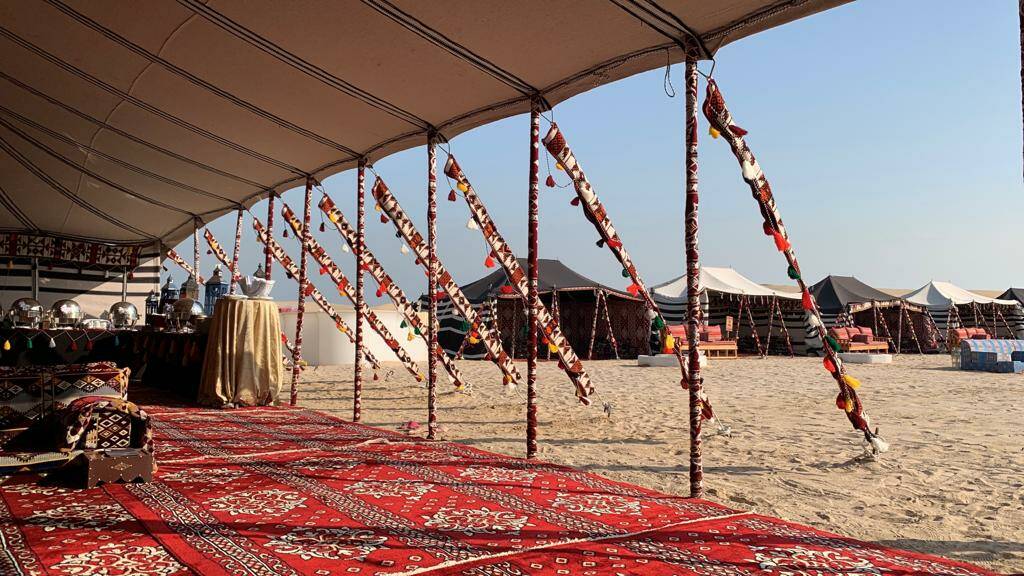 A traditional Bedouin-style camp built for the FIFA World Cup 2022 soccer players to experience.
