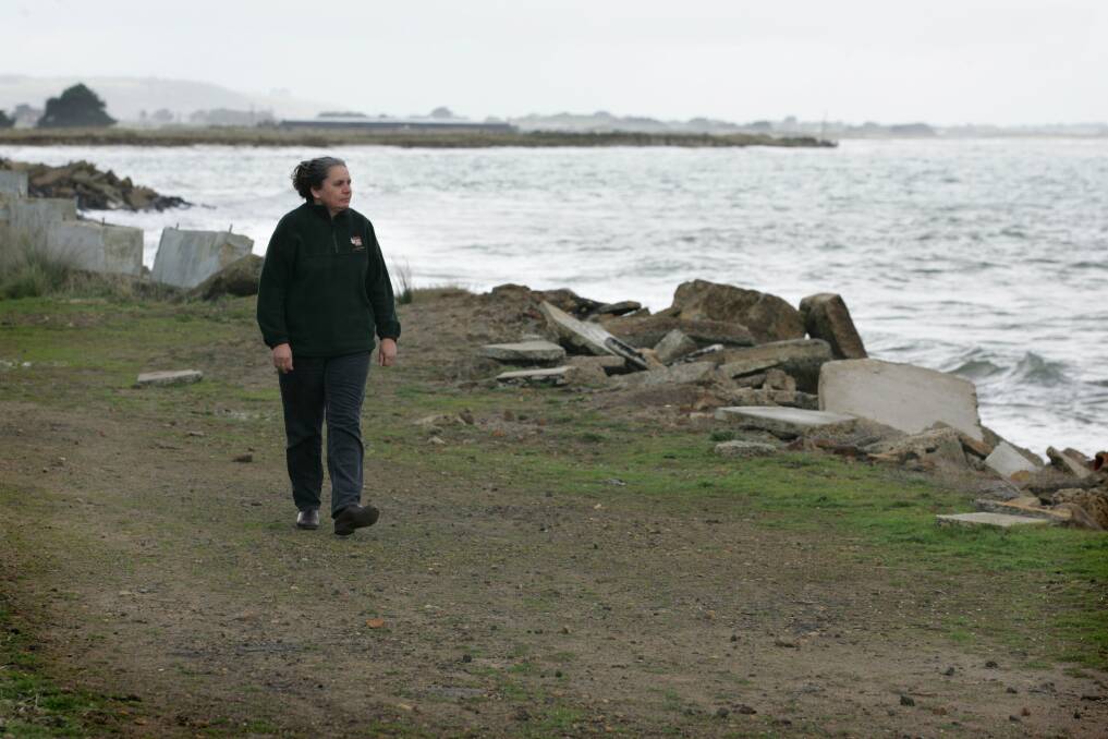 Denise Lovett, then Aboriginal Cultural Heritage Officer with Winda Mara, pictured walking on the Convincing Ground near Portland in 2006 when the site was Heritage Listed. 
