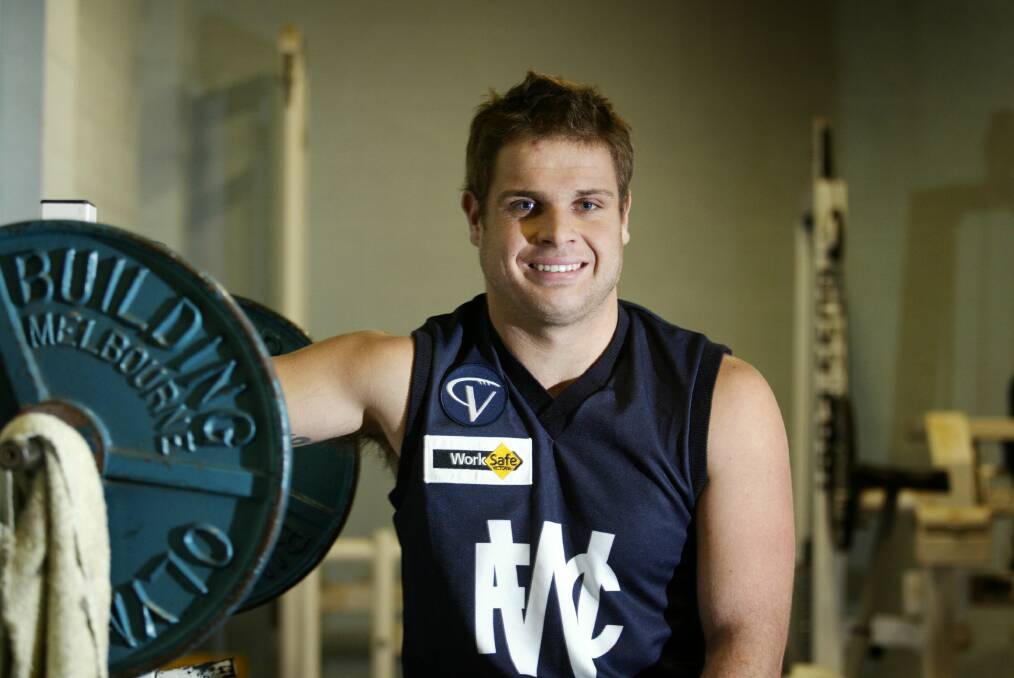 Former Blue: Darren Ewing in the gym during his former playing days with Warrnambool in 2006 and 2007.
