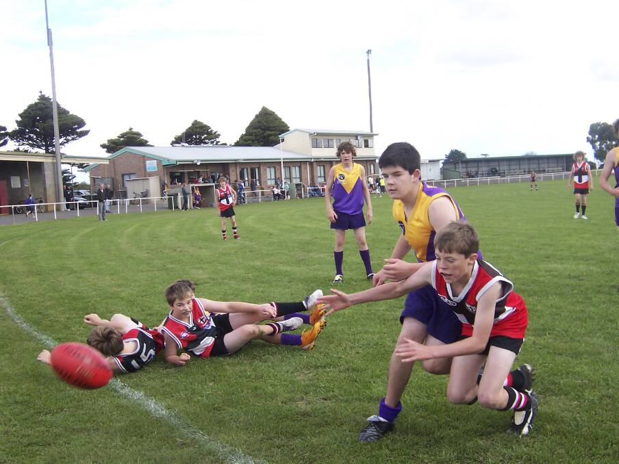 WHERE IT ALL BEGAN: Port Fairy's Josh Rees and Koroit's Tom Lynch go for the ball during a Hampden league junior match in 2008.