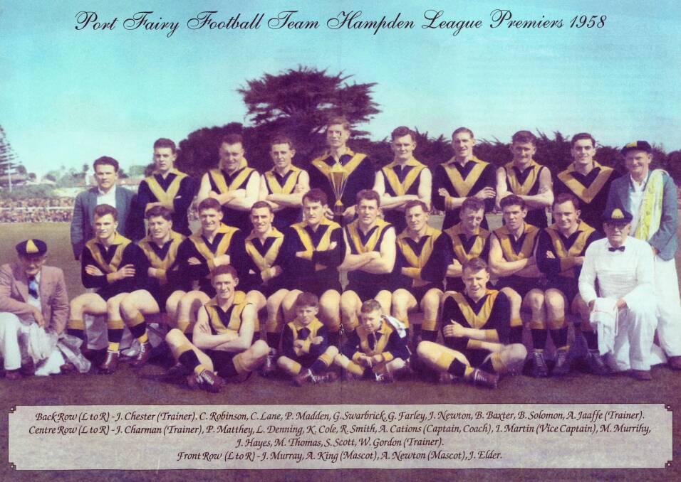 Premiers forever: Kevin Cole (fourth from left in middle row), one of Port Fairy football club's last remaining 1958 premiership players, died on Monday. 