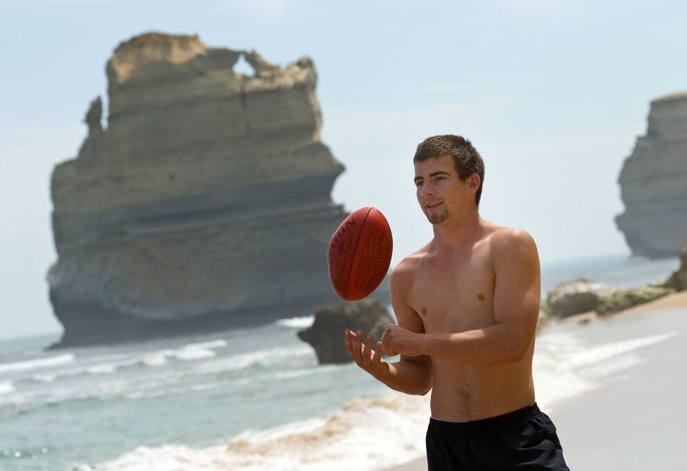 FLASHBACK: A young Ben Cunnington, then 18, near Port Campbell relaxes on the beach at Gibson's Steps in November 2009, weeks out from the AFL draft. Picture: Robin Sharrock